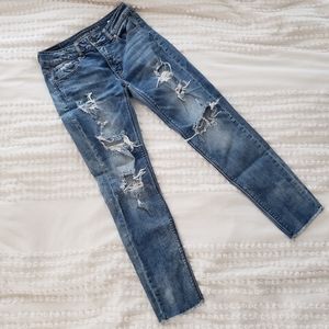 American Eagle Tom Girl Distressed Skinny Jeans